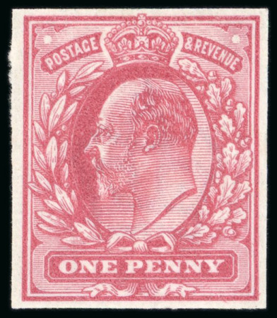Stamp of Great Britain » King Edward VII » 1902-10 De La Rue Issues 1906 1d. carmine-rose imperf. colour trial on crown