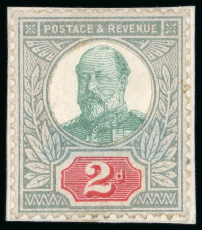 Stamp of Great Britain » King Edward VII 1901 2d composite "paste-up" essay of the Victorian "Jubilee" 2d, with a lithographed three quarter portrait of King Edward VII inserted