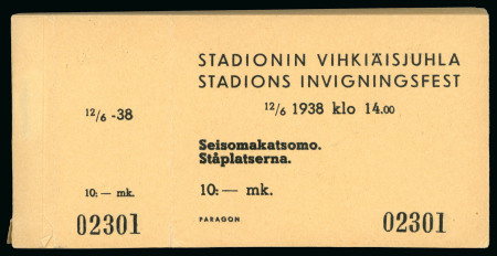 Stamp of Olympics » 1940 Helsinki (Cancelled) 1940 Helsinki complete booklet of tickets to the inauguration of the Olympic Stadium in 1938 plus a single