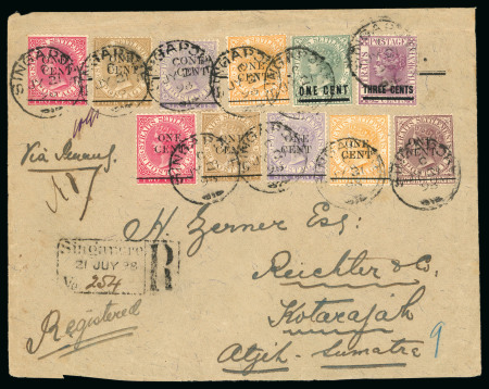 Stamp of Malaysia » Straits Settlements 1891-1902 selection of eight covers from Singapore, including four registered envelops, 2 with overprint multiples