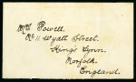Stamp of Kenya, Uganda and Tanganyika » British East Africa Kikuyu (Kikurugu): 1899 (Feb 14) Envelope to England franked on reverse with 1896-1901 1a tied by nice strike of the "KIKURUGU" squared circle ds