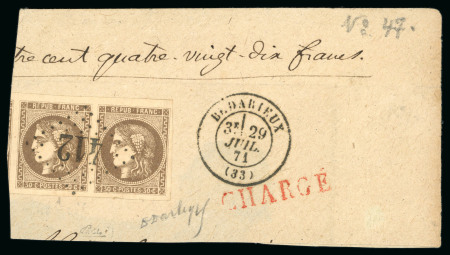 Stamp of France » Emission de Bordeaux 1870 1870, Paire Émission de Bordeaux Y&T n°47 avec la