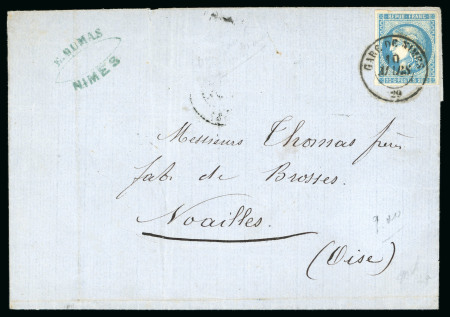 Stamp of France » Emission de Bordeaux 1870 1870, Lettre pour Noailles (Oise) Émission de Bordeaux