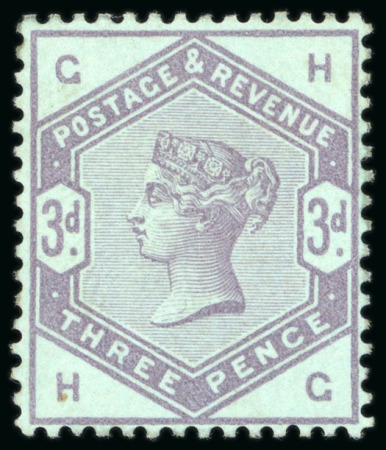 Stamp of Great Britain » 1855-1900 Surface Printed » 1883-84 Lilac & Green Issue 1884 3d. colour trial (no wmk perf. 14) in lilac on