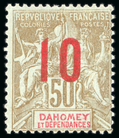 Stamp of Colonies françaises » Dahomey 1912, Y&T n°41 *, cote 1'350€, signé A. Brun, certificat