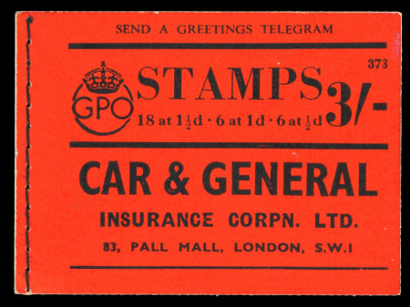 Stamp of Great Britain » Booklets 1938 3s Booklet edition no.373