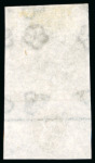 Stamp of Great Britain » 1855-1900 Surface Printed » 1862-64 Small Uncoloured Corner Letters 1862 9d bistre pl.3 TB abnormal imperforate imprimatur from the foot of the sheet showing the plate number
