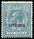 Stamp of Great Britain » King George V » 1924-36 Issues 1924 10d turquoise-blue overprinted "Specimen" type 32, mint o.g.