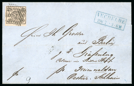 Stamp of German States » Brunswick 1860 (July 29) Cover to Silesia franked with a Braunschweig 3sgr black on rose tied