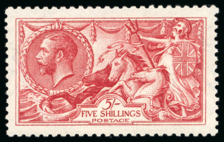 Stamp of Great Britain » King George V » 1913-19 Seahorse Issues 1915 DLR 5/- bright carmine, Variety "watermark reversed"