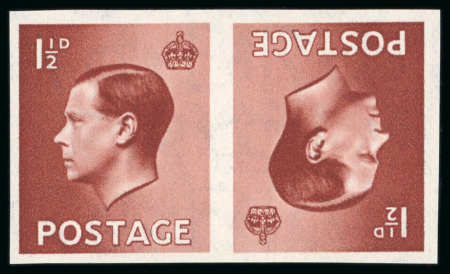 Stamp of Great Britain » King Edward VIII 1936 1 1/2d. red-brown, imperforate tete beche pair