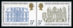 Stamp of Great Britain » Queen Elizabeth II 1973 Inigo Jones set of mint n.h. se-tenant pairs with variety phosphor omitted