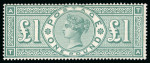 Stamp of Great Britain » 1855-1900 Surface Printed » 1887-1900 Jubilee Issue & 1891 £1 Green 1891 £1 Green, Pl. 3, lettered TA (without frame break) mint