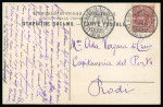 Stamp of Italy » Italian Colonies and Possessions » Aegean Islands 1914 Cover and postcard bearing "Rodi" overprinted 10c tied by Arcangelos and Cattavia cds's