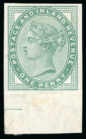 Stamp of Great Britain » 1855-1900 Surface Printed » 1880-81 Provisional Issue and 1881 1d Lilac 1881 1d imperforate colour trial in green