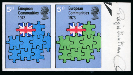 Stamp of Great Britain » Queen Elizabeth II 1973 European Communities set of three imperf. imprimaturs