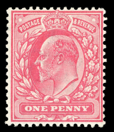 Stamp of Great Britain » King Edward VII » 1902-10 De La Rue Issues 1906 1d. carmine red colour trial on gummed watermarked crown paper