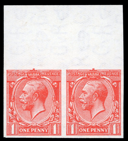 Stamp of Great Britain » King George V » 1924-36 Issues 1924 1d scarlet from the Waterlow printing, wmk sideways in mint n.h. imperforate imprimatur pair 