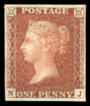 Stamp of Great Britain » 1854-70 Perforated Line Engraved 1856 1d red-brown pl.22 NJ, imperforate from Neal's steam press experiment