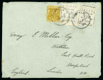 Stamp of Uganda 1898 (Nov 28) Envelope from Reverend Millar with 1896 3 and 1a 2nd ptg in combination with B.E.A. 1896-1901 5a, all tied by Kampala cds