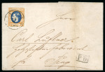 Stamp of Romania » 1868-70 Prince Carol I - New Currency 1870 Cover from Lasi to Prague franked with a 25b orange and blue, Carol with whiskers, imperforate