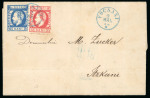 Stamp of Romania » 1872-79 Prince Carol I - Perforated 1872 (May 2) Cover to Itzcani 10b blue, and a 5b carmine unique combination with the Itzcani arrival cds 
