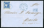 Stamp of Romania » 1872 Prince Carol I - Perforated 1872 (May 14) Cover to Braila franked with 10b blue, cover carried by DDSG with the "Cu Vaporu endorsement