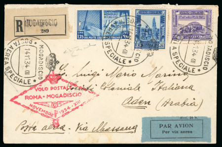 Stamp of Italy » Italian Colonies and Possessions » Somalia 1934, Volo Postale Roma-Mogadiscio: raccomandata aerea per Aden