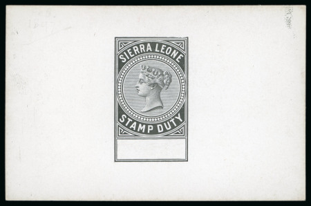 Stamp of Sierra Leone 1897 die proof of the Fiscal stamp with blank value