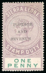 Stamp of Sierra Leone 1897 die proof of the Fiscal stamp with blank value