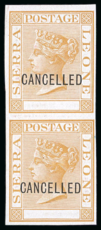 Stamp of Sierra Leone 1872-73 imperforate vertical pairs from the master