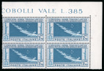Stamp of Italy » Regno d'Italia » Posta Aerea 1930, Crociera Atlantica Italia-Brasile, 7,70 l. celeste, cinque blocchi di quattro