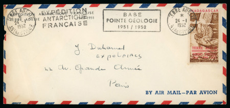 Stamp of Colonies françaises » TAAF 1952, Lettre de poste aérienne affranchie avec timbre
