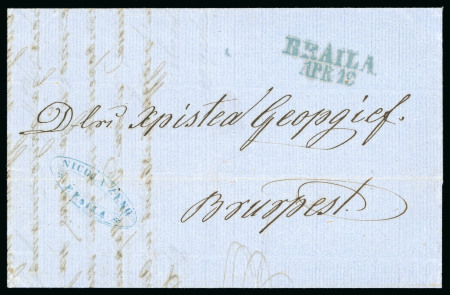 Stamp of Romania » Postal History 1861 Cover from Braila to Bucharest struck with a good impression of the "Braila Apr 12" two line Cyrillic postmark