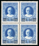 Stamp of Italy » Vatican State 1934, "Provvisoria", saggio da 1,30 l. su 1,25 l. azzurro, blocco di quattro