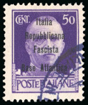 Stamp of Italy » Base Atlantica  1943, soprastampa di saggio su insieme unico di esemplari usati