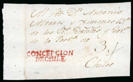 Stamp of Chile » Postal History 1810ca Cover front from Concepción to Don Antonio