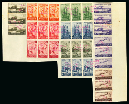 Stamp of Italy » Italian Colonies and Possessions » Eastern Africa 1940, Mostra Triennale di Oltremare, serie completa (3) con il timbro "Spécimen/Collection/Mauritanie"