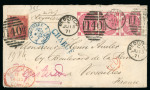Stamp of Great Britain » 1854-1900 Postal History of the Perforated Line Engraved and Surface Printed Issues 1871 (Jun 13) Envelope sent registered from Redditch to France with three 1867-80 3d pl.6 and 1864-79 1d red 