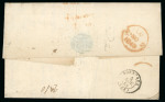 Stamp of Chile » Postal History 1849 (Aug 28) Cover sent to Bordeaux from Santiago, with fine strike of the framed oval "Santiago / De Chile"