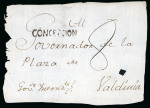 Stamp of Chile » Postal History 1806ca Two cover fronts from Concepción to Valdivia addressed to Governor of Valdivia, two different sea mail rates