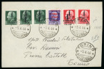 Stamp of Italy » Repubblica Sociale Italiana 1944, busta del 5 aprile da Torino per città con diverse varietà di sorpastampa
