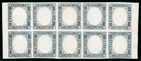 Stamp of Italy » Regno d'Italia 1960, Prove, 15 c. ardesia grigiastro chiaro, prova in blocco di dieci