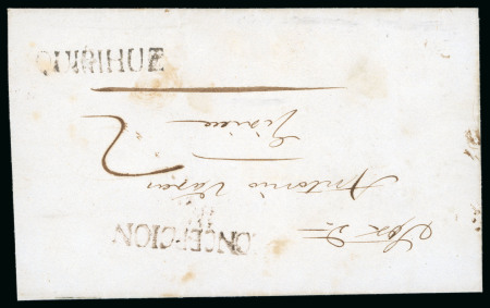 Stamp of Chile » Postal History 1848ca Cover from Quirihue with illegible destination, addressed to Don Antonio Varas, 