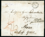 Stamp of Austria » Lombardy Venetia 1843 (Sep 15) Incoming entire from Germany to Rome, with Berlin despatch and very fine strike of the scarce "Transito per l'Austria" hs