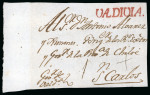 Stamp of Chile » Postal History 1808ca Two cover fronts both sent from Valdivia, both sent to Chiloé, San Carlos 