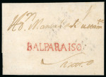 Stamp of Chile » Postal History 1805ca Two cover (reduced) sent from Valparaiso, both sent to Santiago,