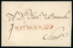 Stamp of Chile » Postal History 1805ca Two cover (reduced) sent from Valparaiso, both sent to Santiago,