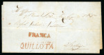 Stamp of Chile » Postal History 1850ca Two cover from Quillota to Santiago, both showing good to very fine strikes of the straight line "Quillota"