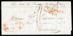 Stamp of Chile » Postal History 1850 (April 27) Cover sent from Santiago to Bordeaux, dispatch cds "Valparaiso" (British Post Office)